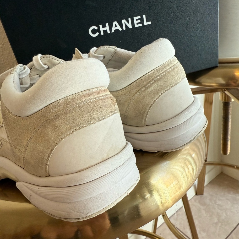 Chanel Women's Sneakers off-white, suede leather & fabric 38 - Picture 6 of 12